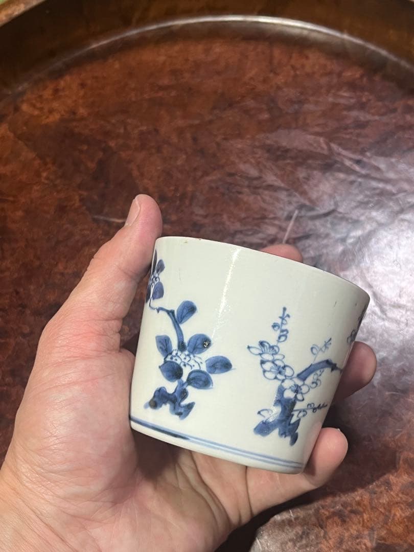 古伊万里　蕎麦猪口　あじさい　鶯　ウグイス　梅　紫陽花　民芸　民藝　青山二郎