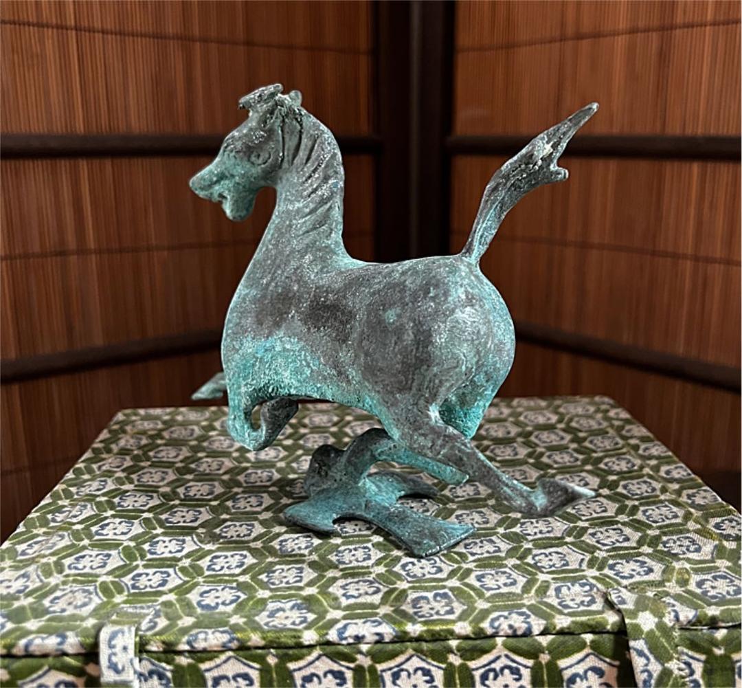 中国美術 古青銅 翔馬 共箱