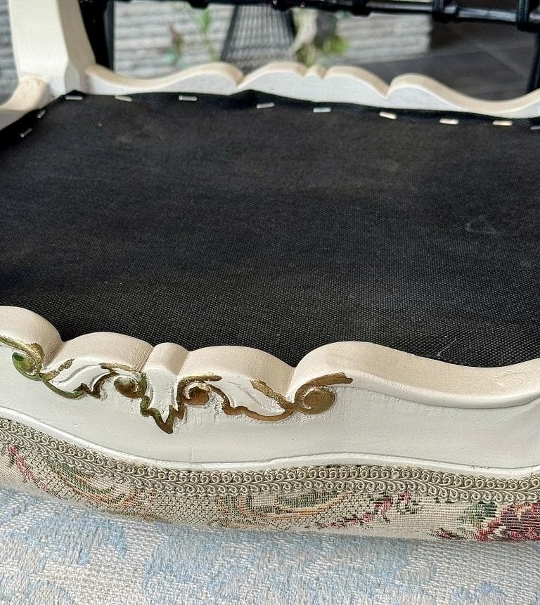 超美品　猫脚　スツール　ロココ　姫系　ファブリック　薔薇