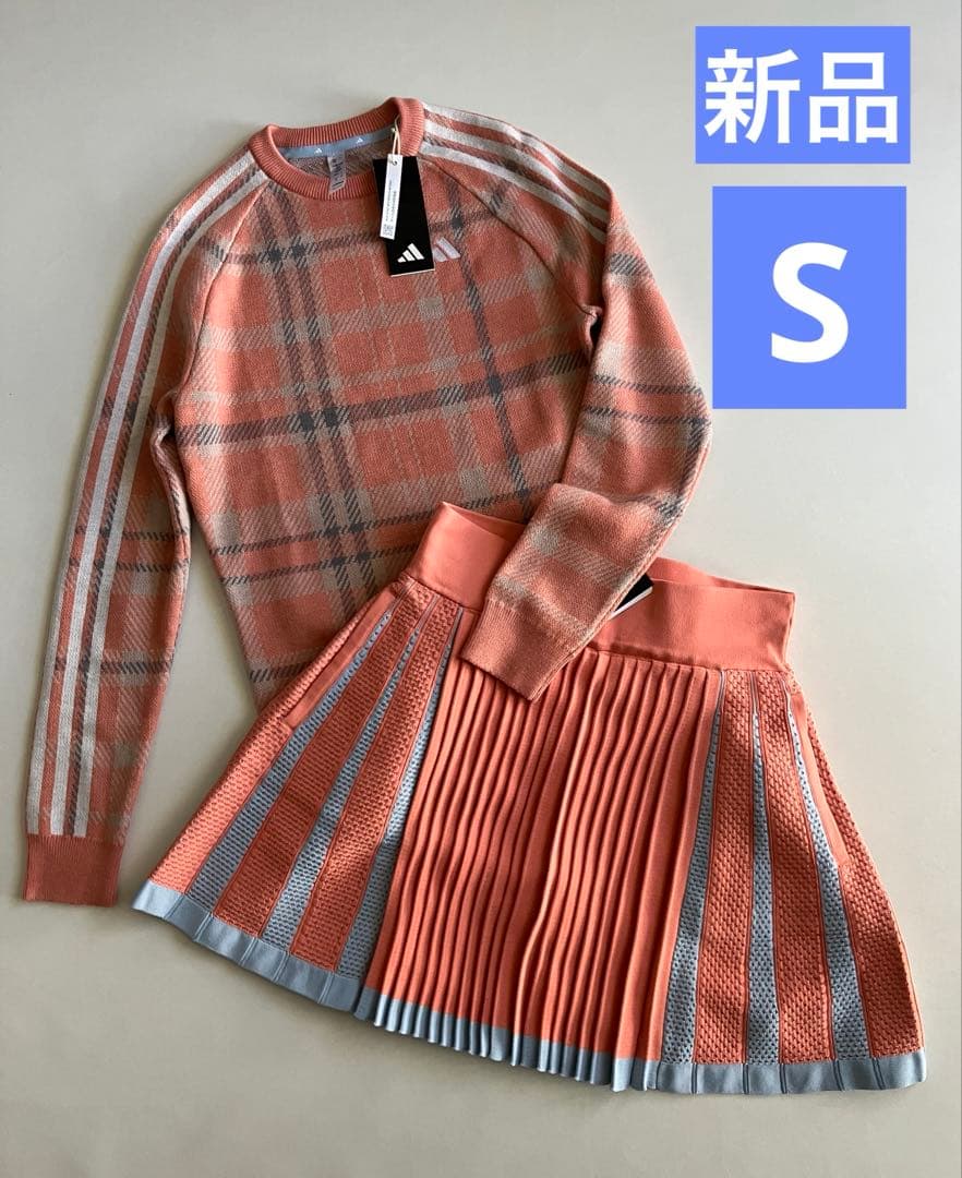 新品タグ付⛳️アディダスゴルフ激カワ　ニット&スカートセット　S