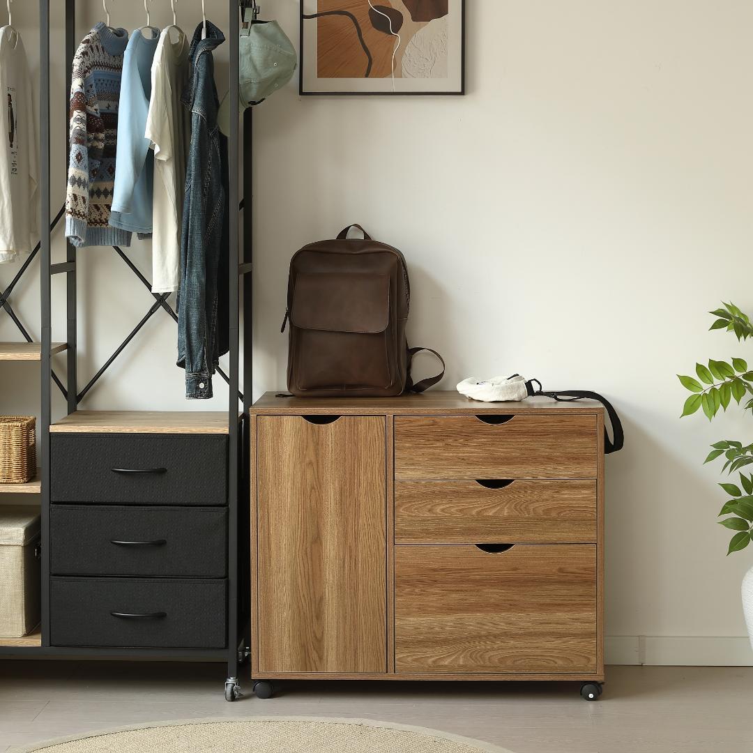 キャビネット 幅80cm 北欧風 サイドボード チェストテレビ台 BROWN