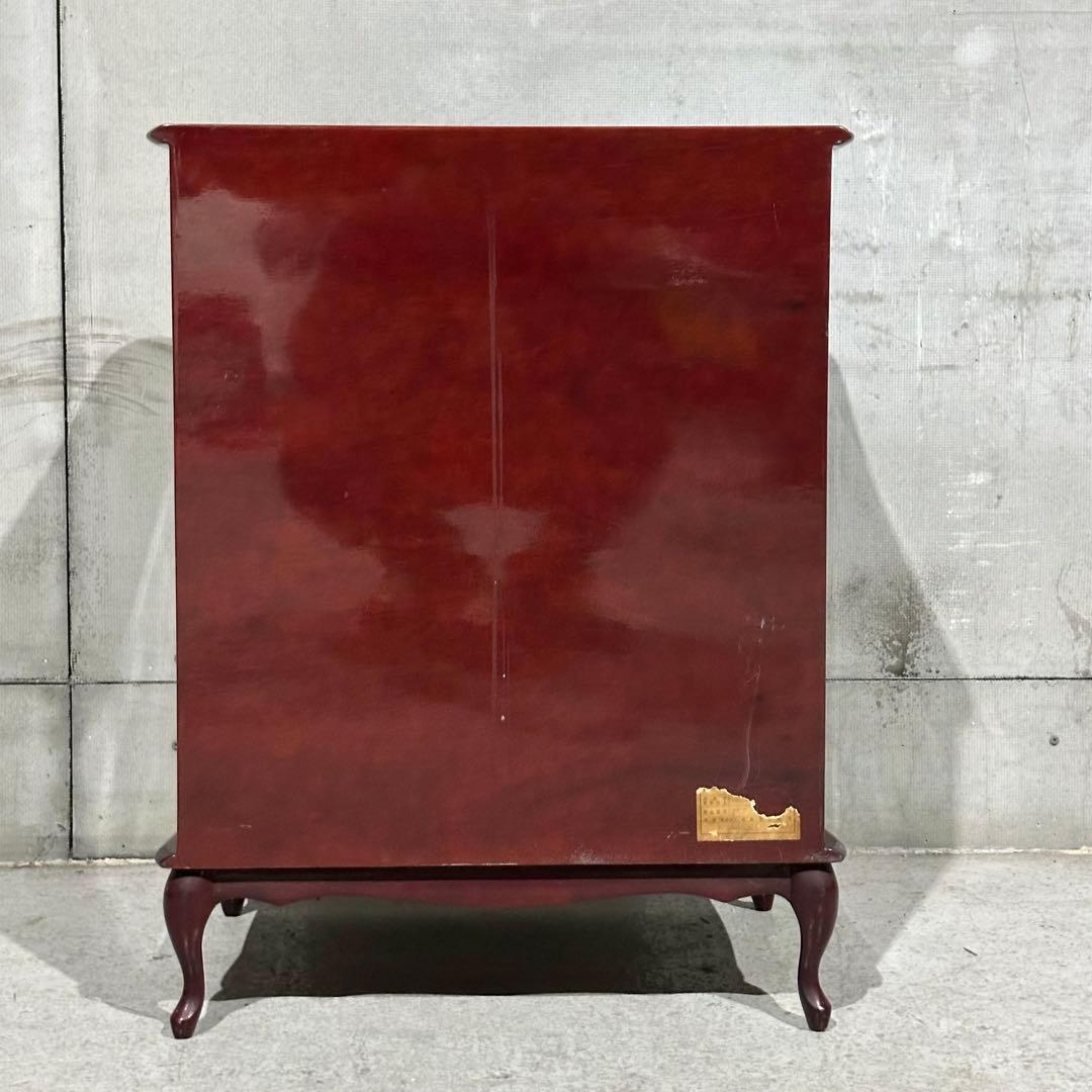 ꧁輸入家具꧂アンティーク調 7段チェスト ワインレッド 猫脚 クラシック収納