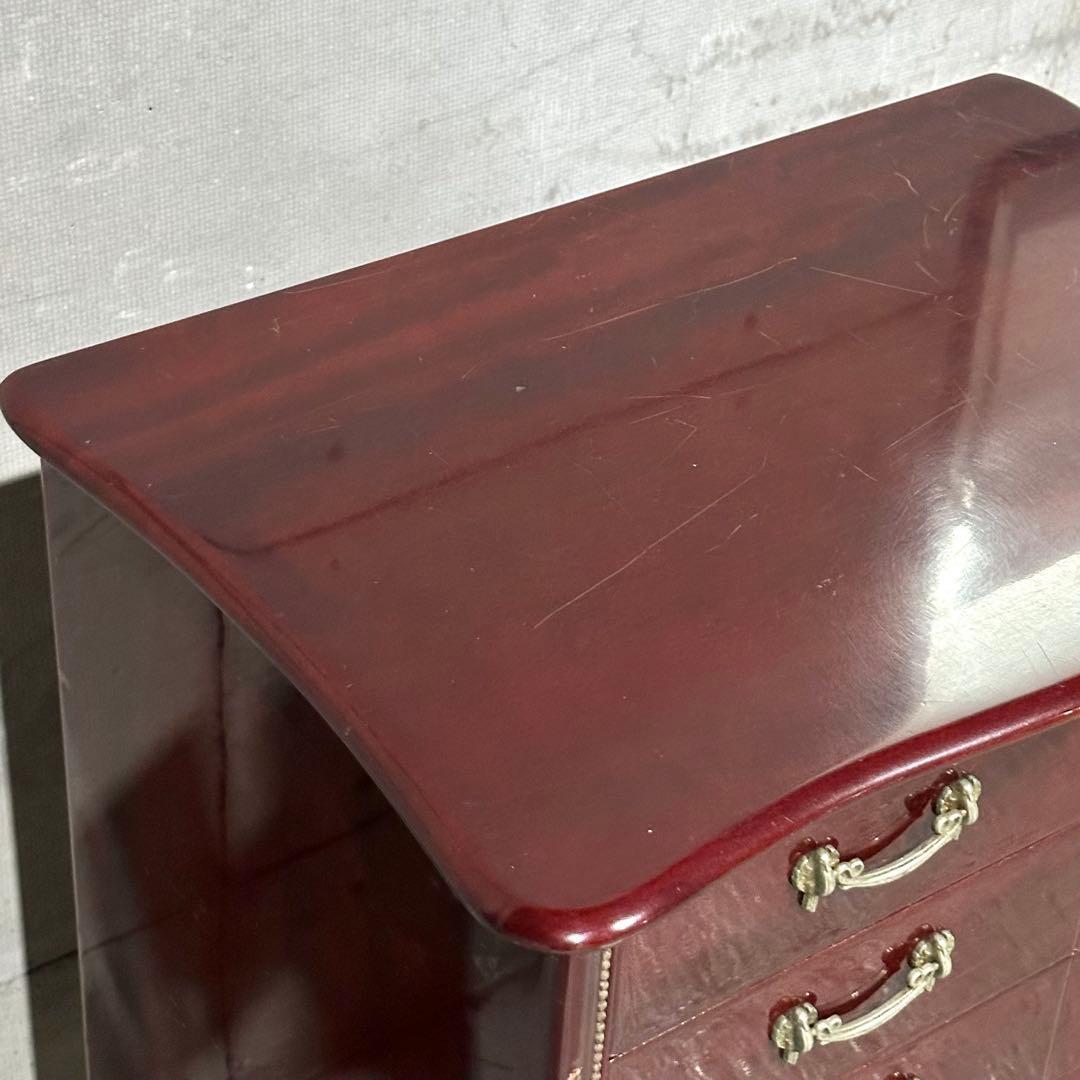 ꧁輸入家具꧂アンティーク調 7段チェスト ワインレッド 猫脚 クラシック収納