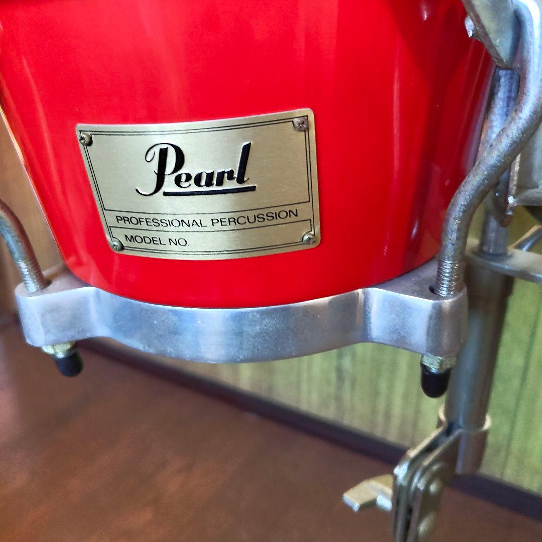 Pearl ボンゴ 赤 スタンド付き