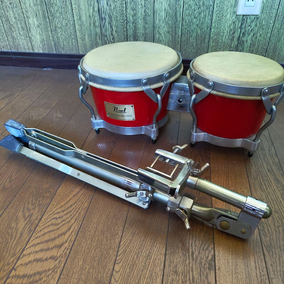 Pearl ボンゴ 赤 スタンド付き