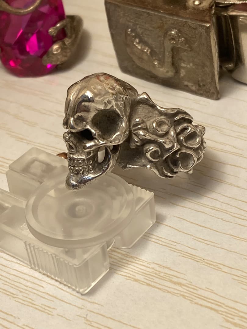 刻印 ごつい 骸骨 スカル ドクロ シルバー 925 リング 骨太 モンスター