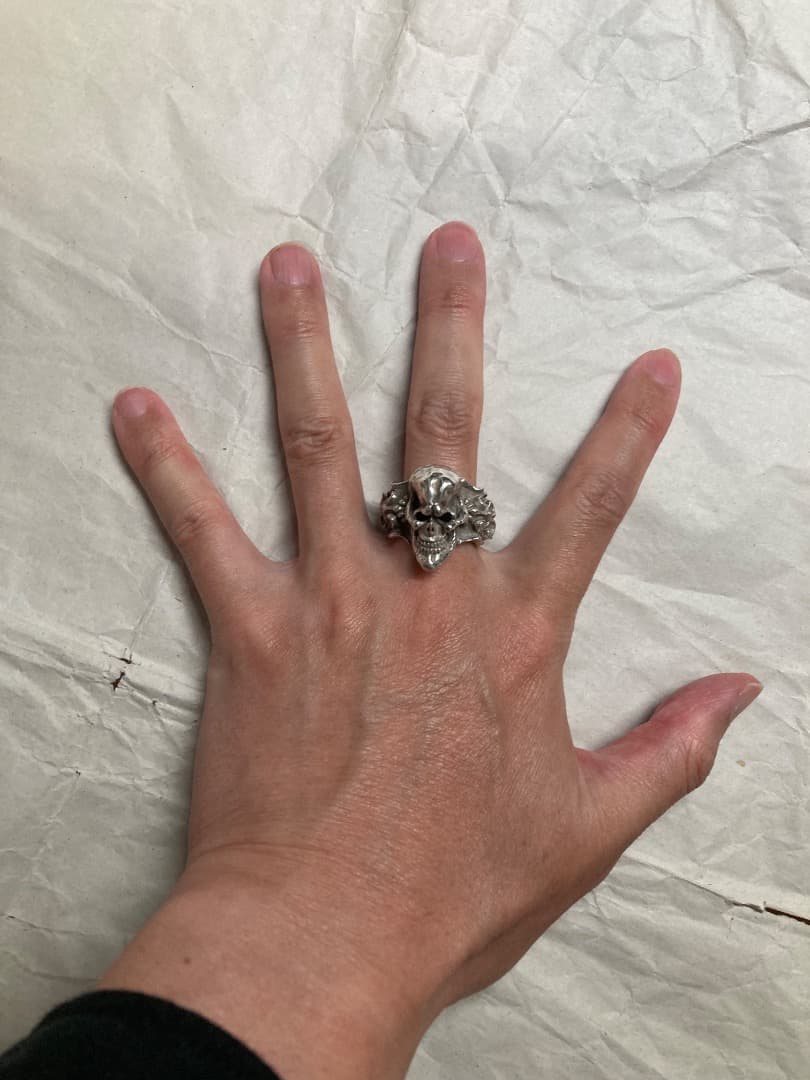 刻印 ごつい 骸骨 スカル ドクロ シルバー 925 リング 骨太 モンスター