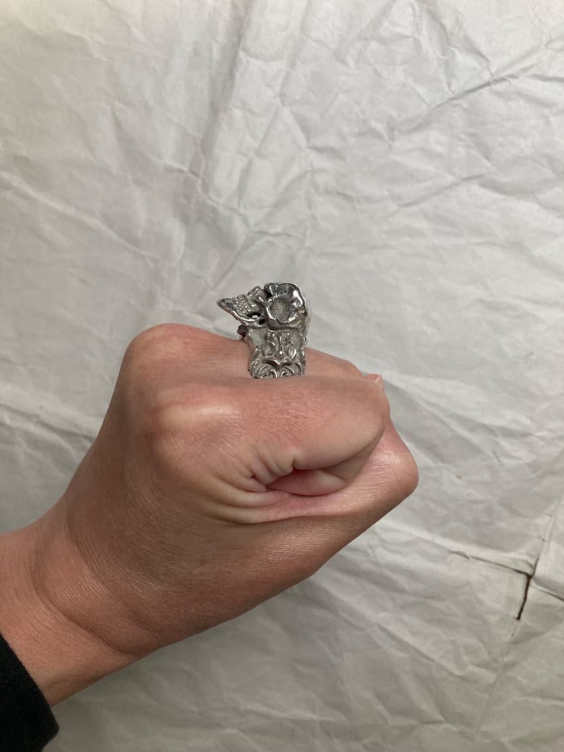 刻印 ごつい 骸骨 スカル ドクロ シルバー 925 リング 骨太 モンスター