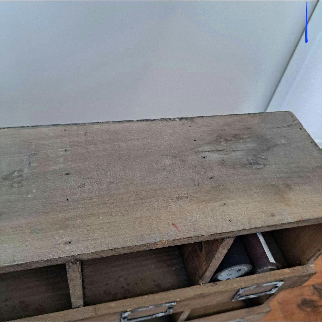 壁掛け可　アンティーク　木製収納ボックス 3段10個引き出し　古材