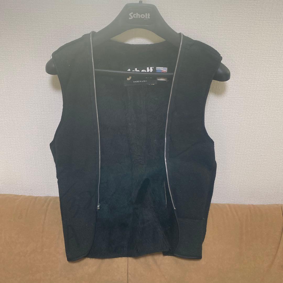 Schott ブラック レザー シングルライダースジャケット141サイズ32