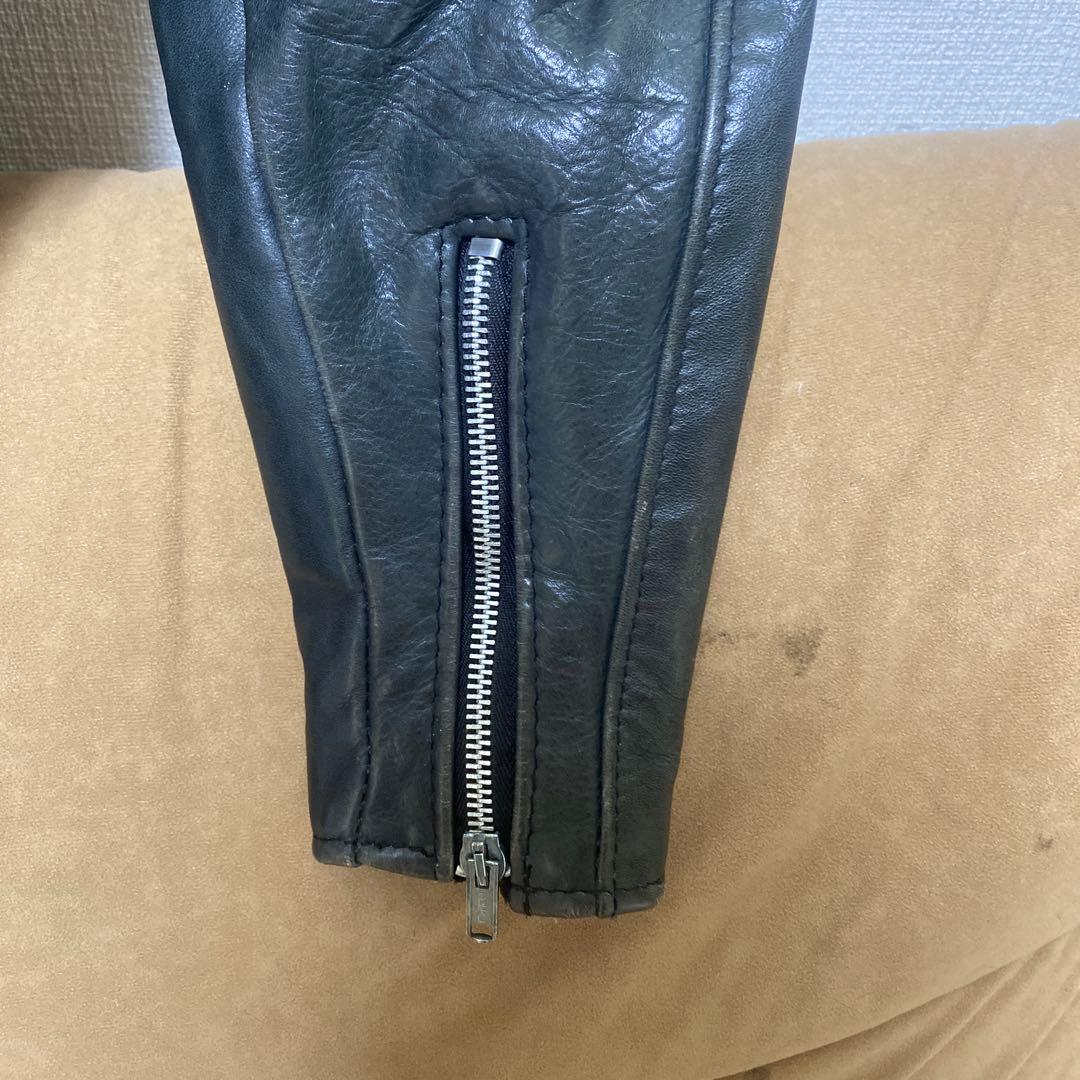Schott ブラック レザー シングルライダースジャケット141サイズ32