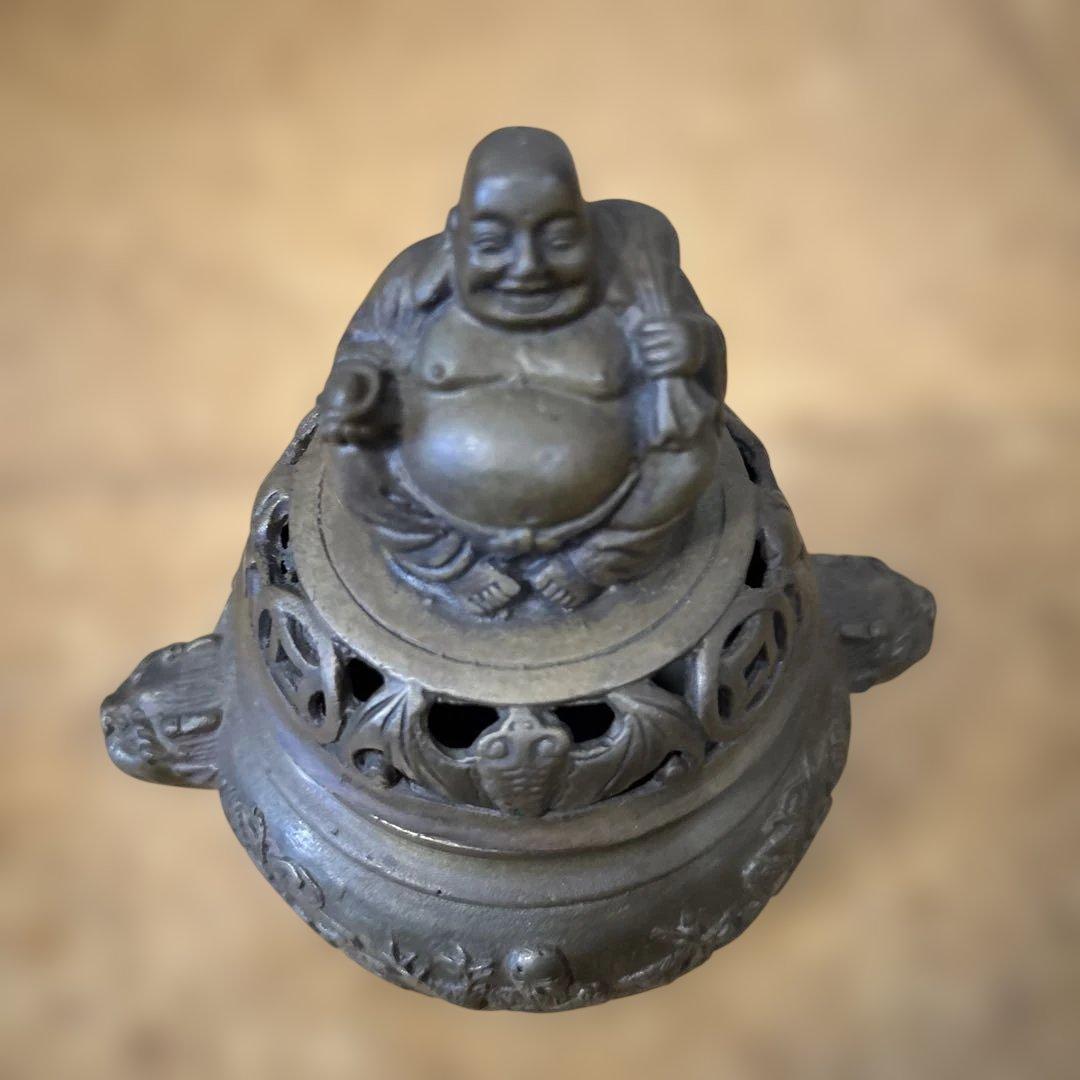【香炉】アンティーク布袋様大明宣徳年製銅製　三足 古道具　価格交渉可