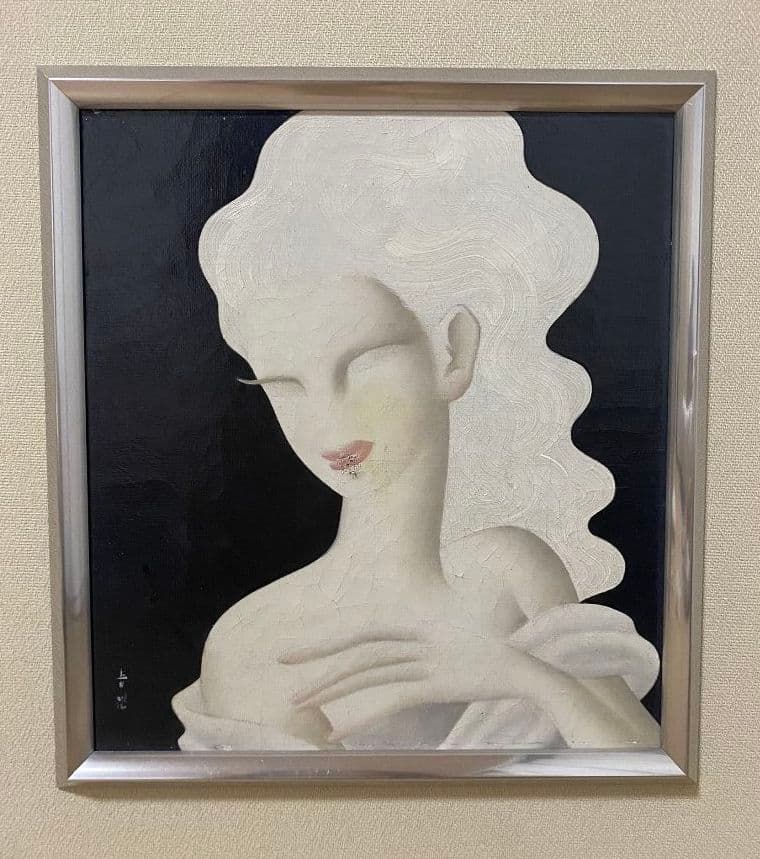 東郷青児　油彩　婦人像　絵　額　美術　インテリア