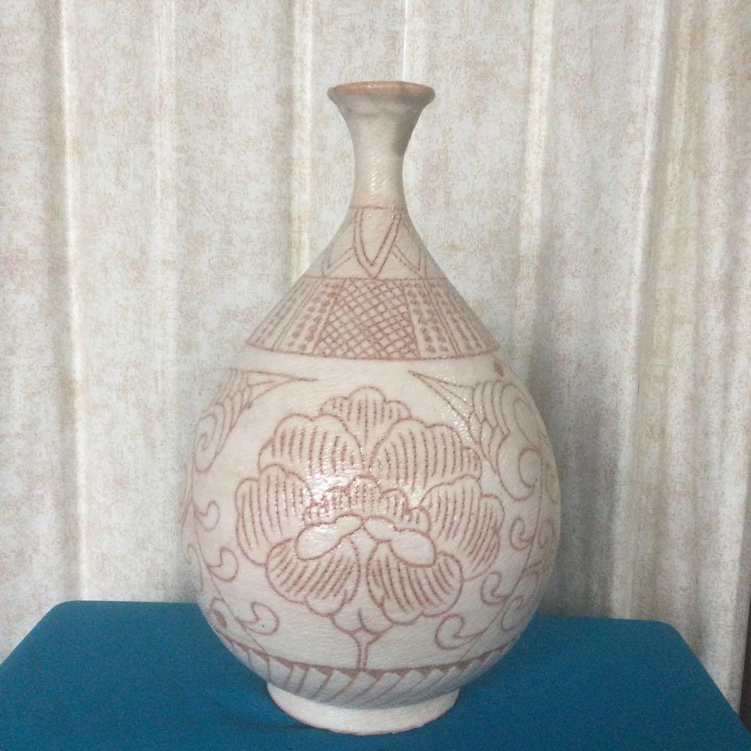 【HMZ146】 白志野 荘山窯　壺　置物　長期保管品