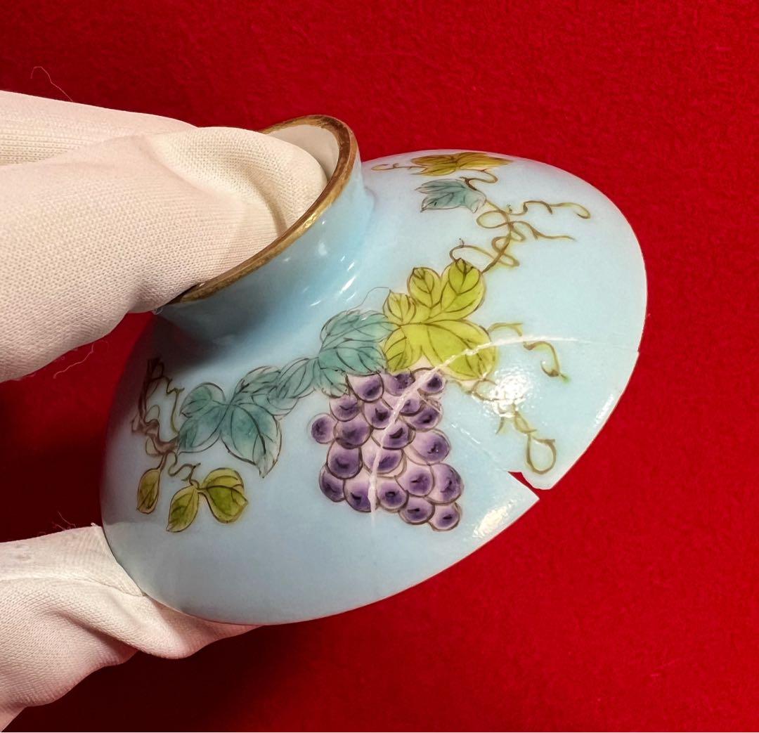 中国美術 古玩 葡萄紋樣 蓋碗 茶器 慎德堂製　茶道具