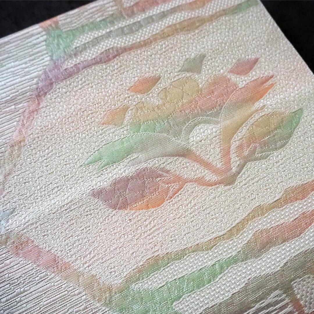 【未使用品】本場筑前博多織 正絹 八寸名古屋帯♪ オリエンタル モダン パステル