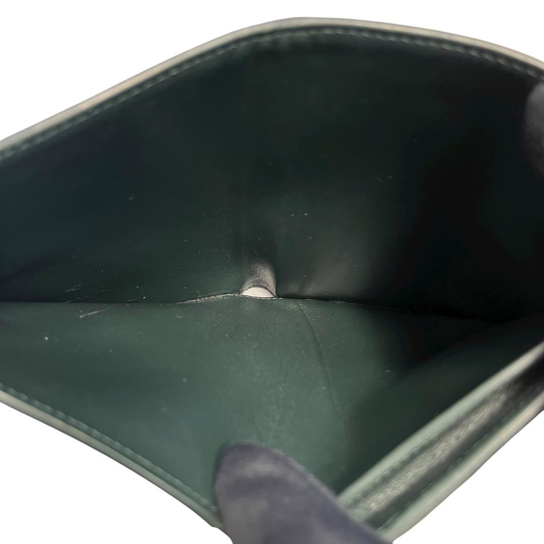 レア✨セリーヌ ストラップウォレット ロゴ刻印 レザー グリーン 緑 財布