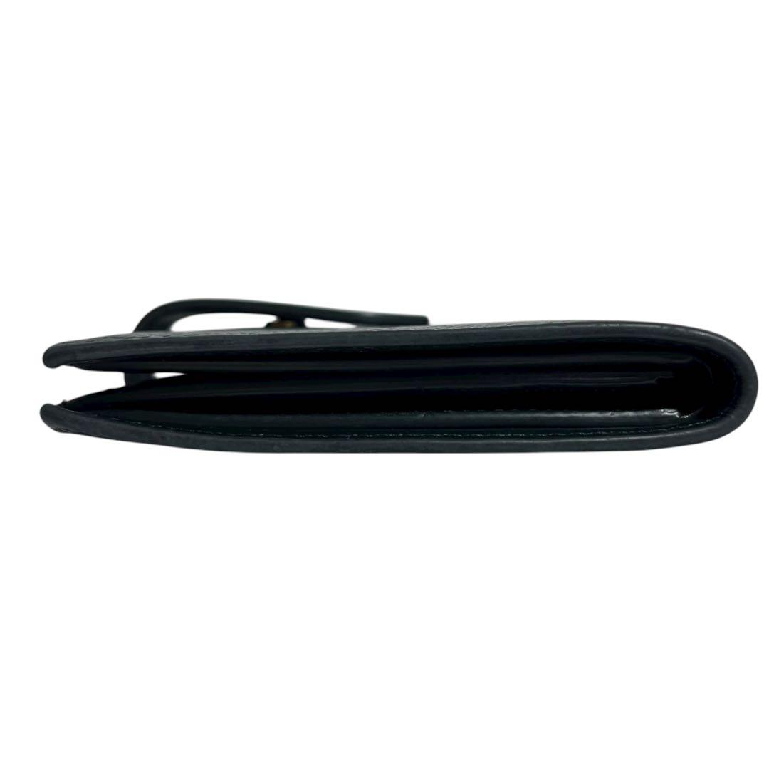 レア✨セリーヌ ストラップウォレット ロゴ刻印 レザー グリーン 緑 財布