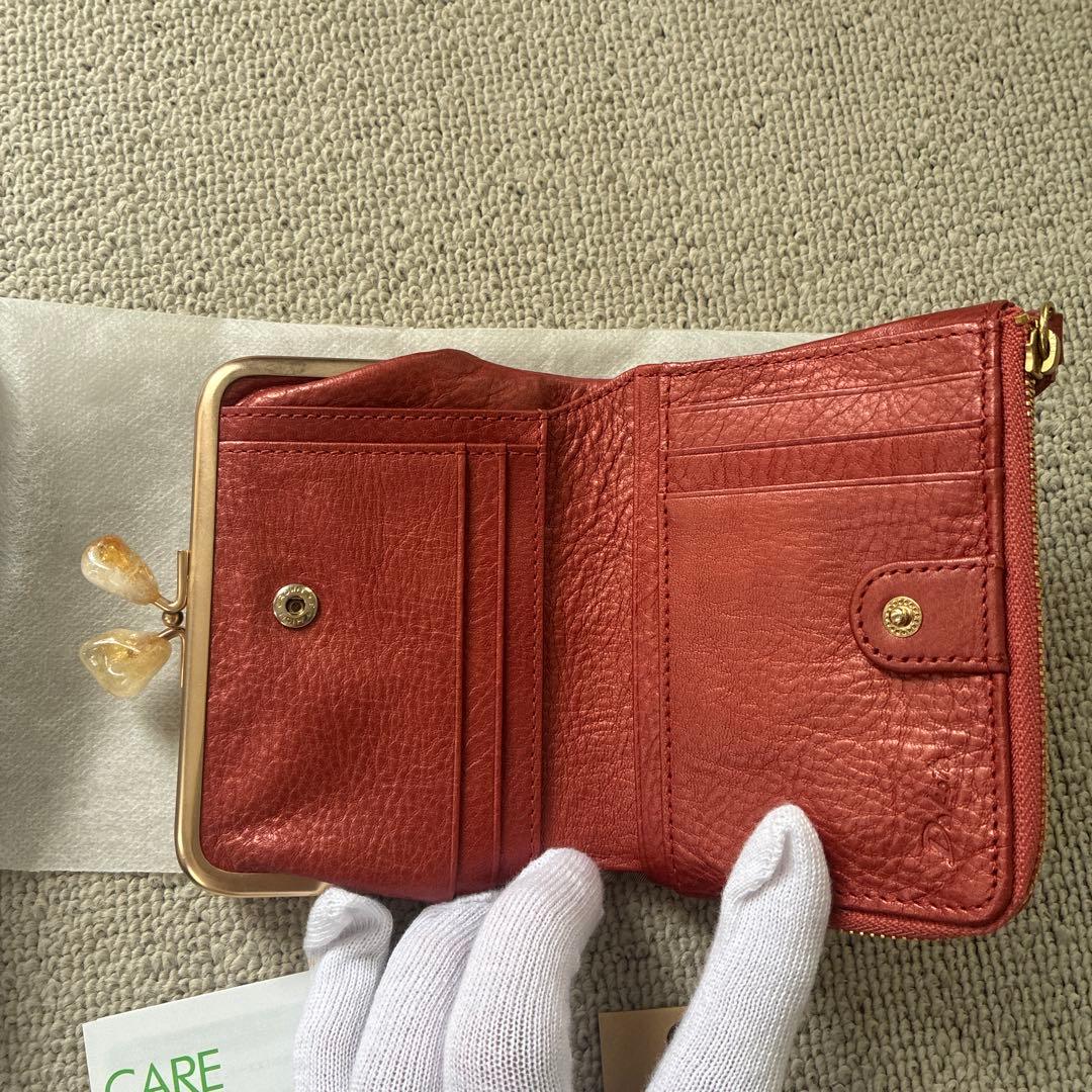 ダコタ財布　がま口　折り財布　二つ折り財布　ジェム　パワーストーン