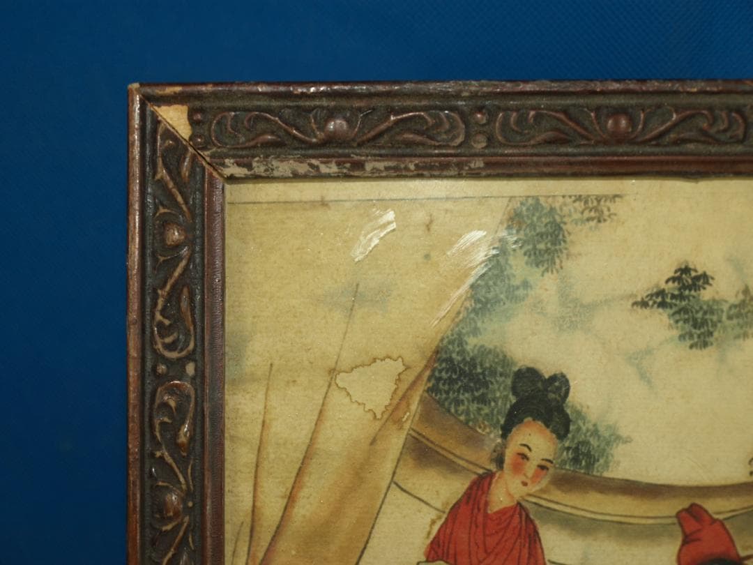 近所の蔵出品　　中国清時代木製肉筆絵※激安骨董品 N1486B21-2