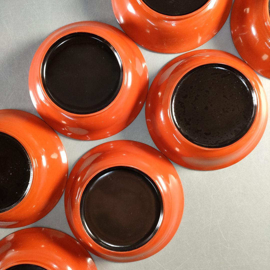 A1375-5/輪島塗/金彩松竹梅堀画輪島朱色木皿20客/向付/懐石道具/銘々皿