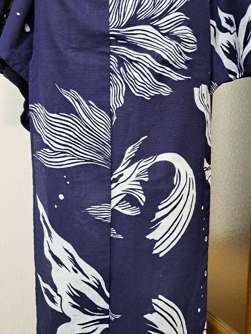 浴衣 綿絽 ハセガワアヤ 金魚 あぶく 尾ひれ ポワソンドール ばらいろ 注染