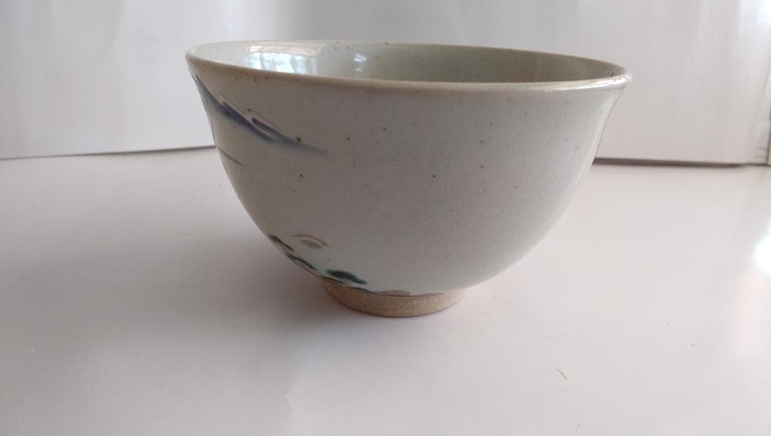 押小路窯 庄左ェ門 茶碗 色絵 「 越の舟橋 」 押小路焼 茶道具 抹茶碗 美品