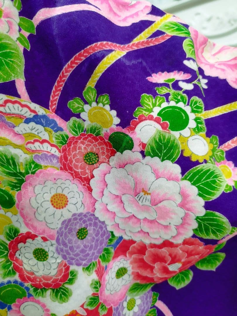 専用です☆アンティーク紫に百花繚乱着物と帯セット☆七五三３歳