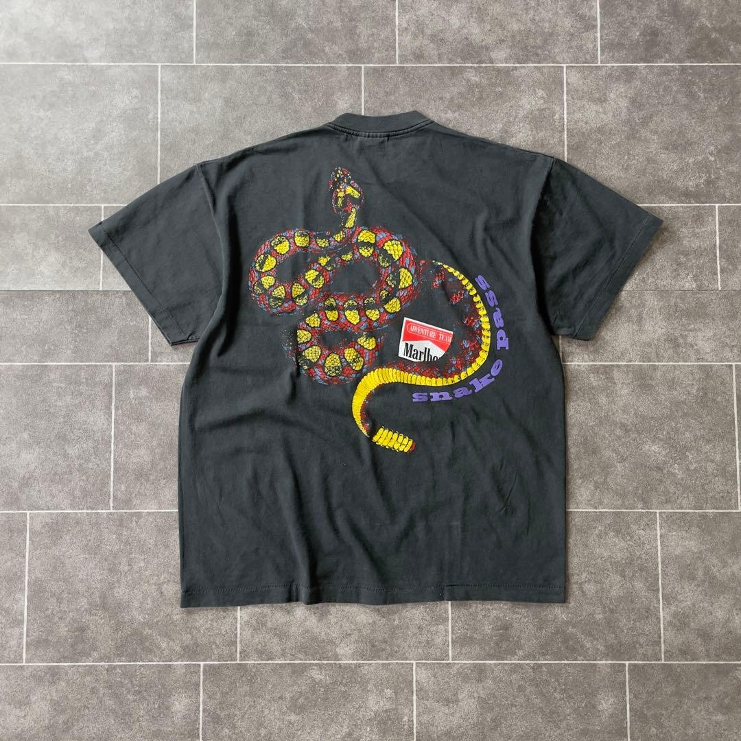 Mallboro マルボロ 蛇 スネークパス ポケットTシャツ 褪黒 XL