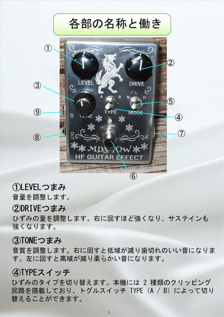 MDS-70W (ハンドメイドディストーションペダル）