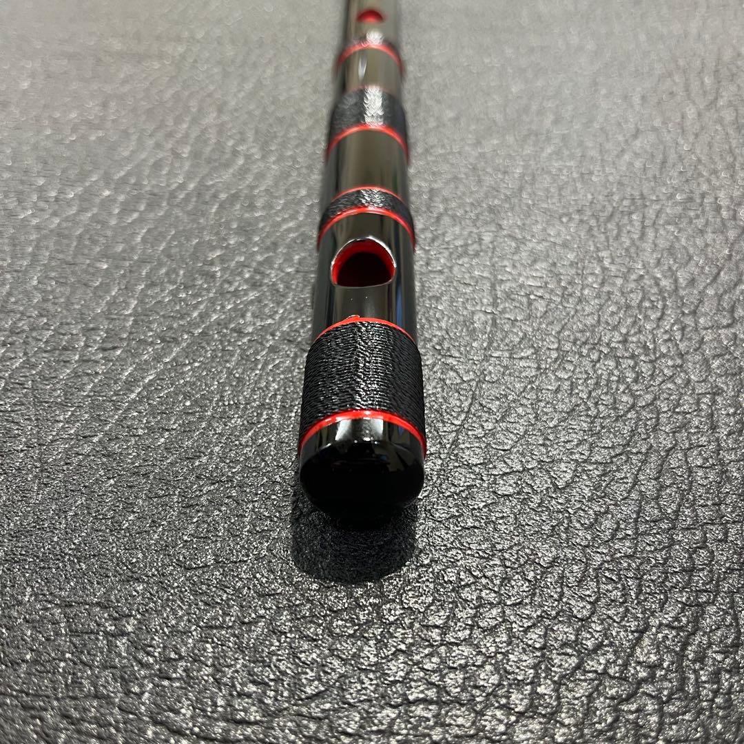 黒×黒糸×赤縁取り 篠笛 古典調 七孔七本調子 横笛 お囃子 祭り