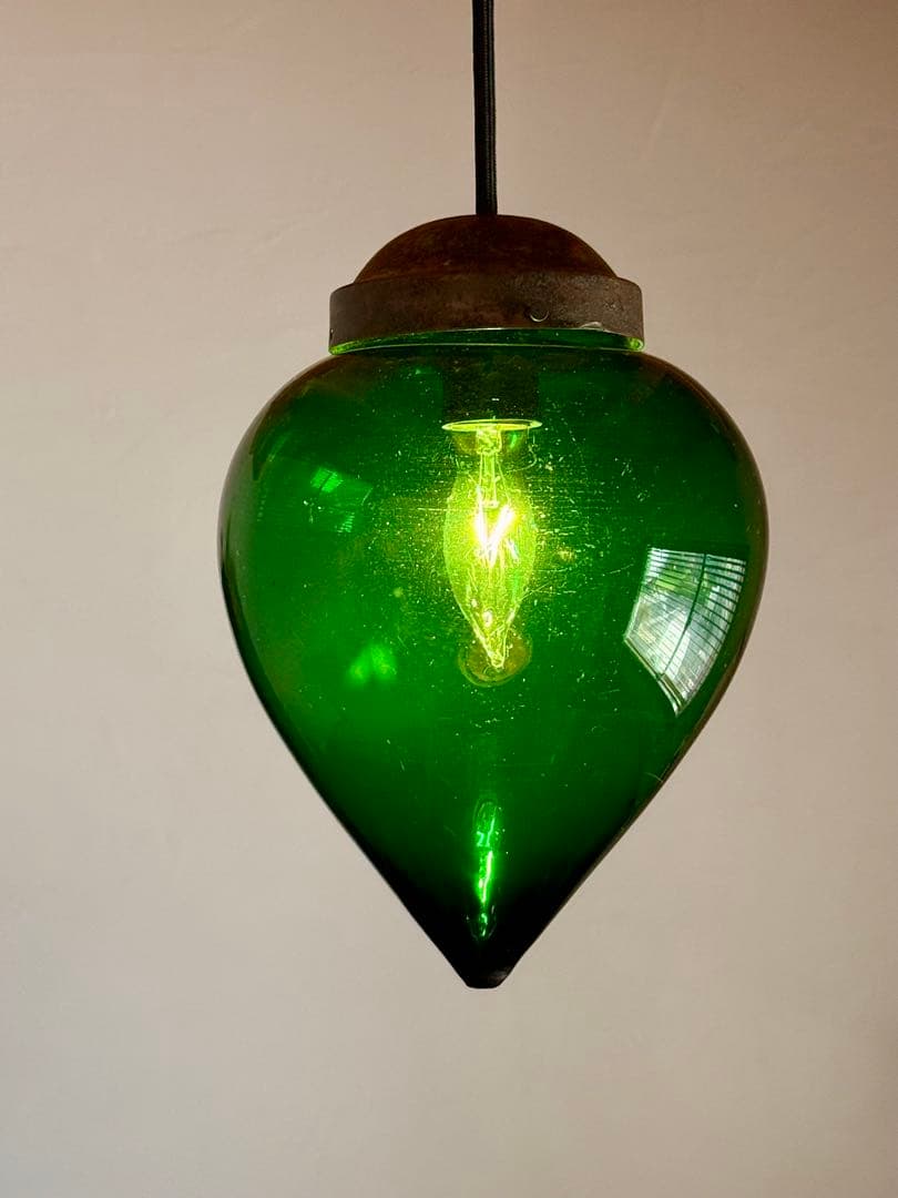 ガラス ペンダントライト 時代物 電笠 電傘 レトロ ヴィンテージ 間接照明