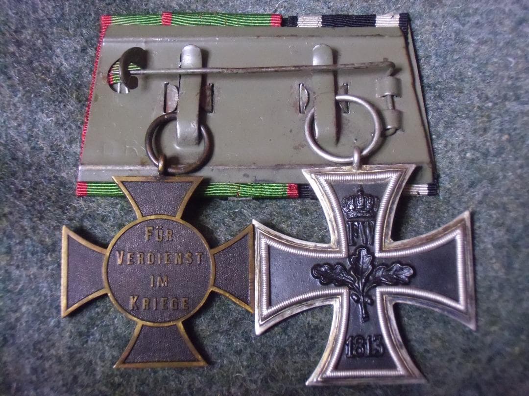 W帝政ドイツ軍/アンハルト公国＊野戦用２連メダルバー（実物）