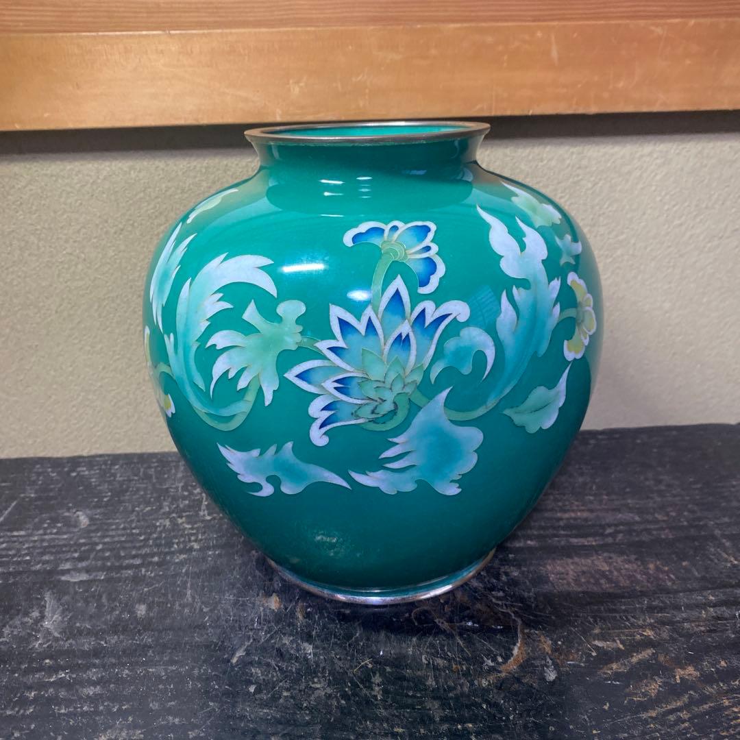 翡翠色　安藤七宝花瓶