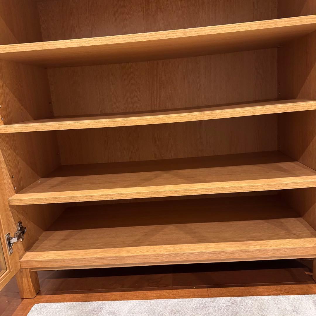 無印良品 脚付木製キャビネット ガラス扉 リビング収納 本棚 食器棚 インテリア