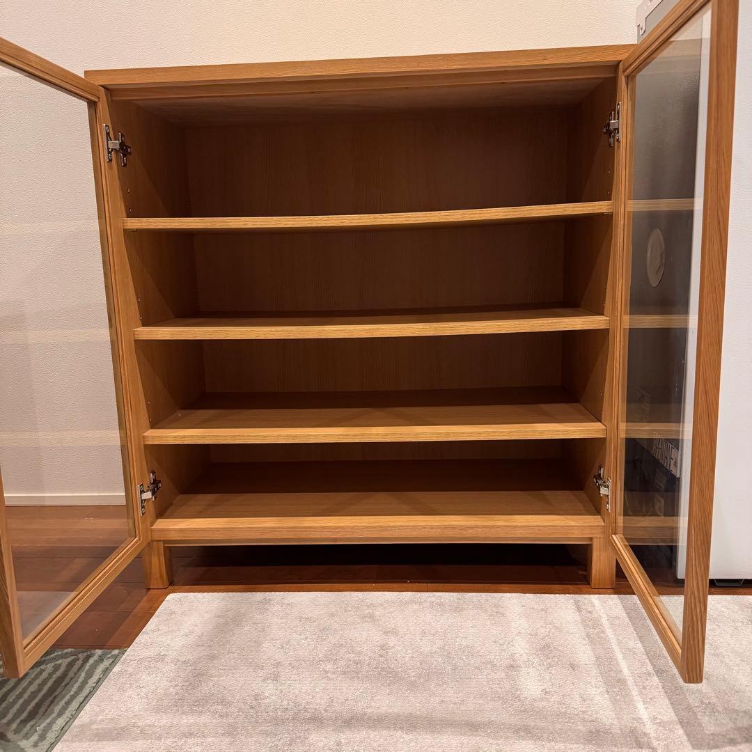 無印良品 脚付木製キャビネット ガラス扉 リビング収納 本棚 食器棚 インテリア