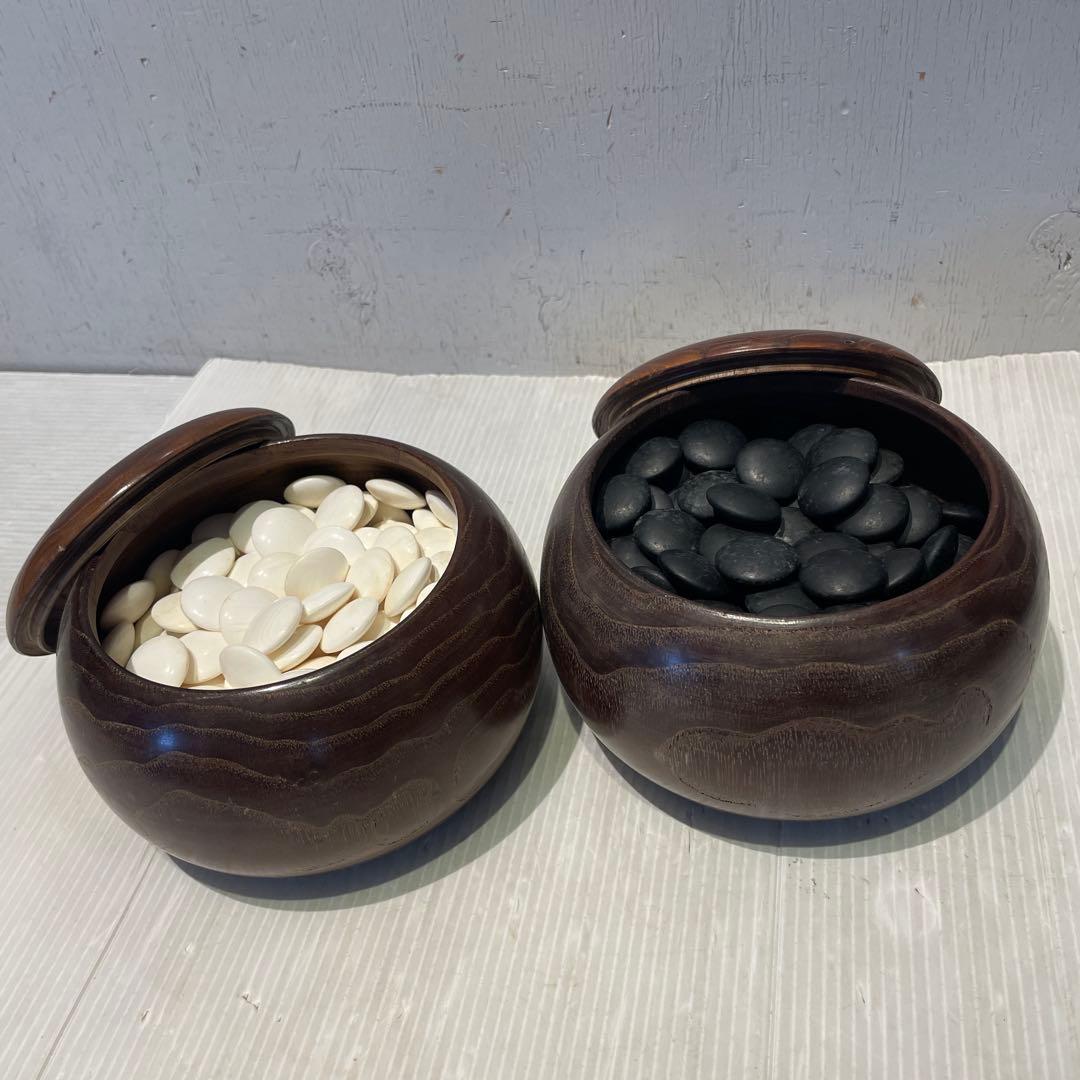 【碁石セット】囲碁 蛤 貝 木製 趣味 遊び　那智黒石　室内ゲーム