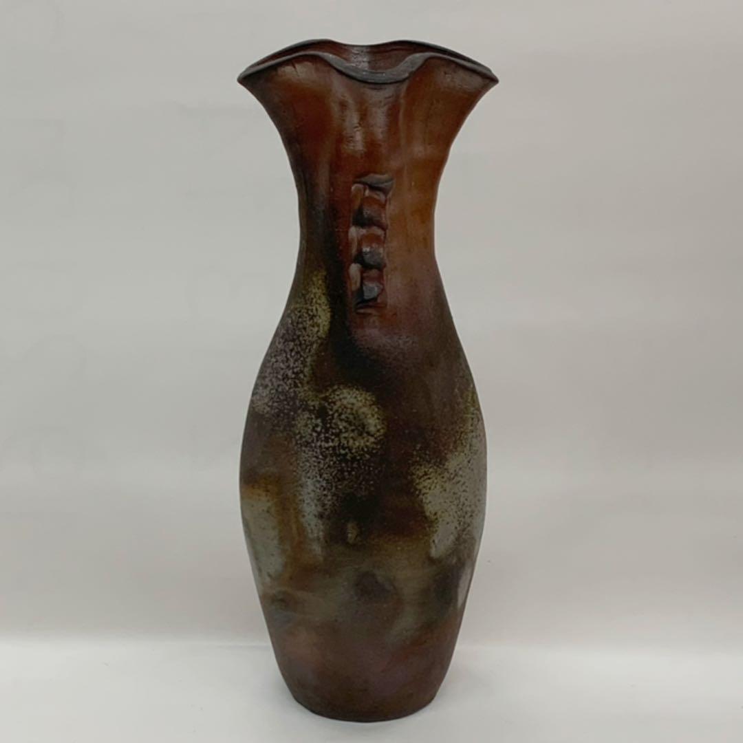 【花入5】備前5(十文字口　耳付)松園  高さ24㎝