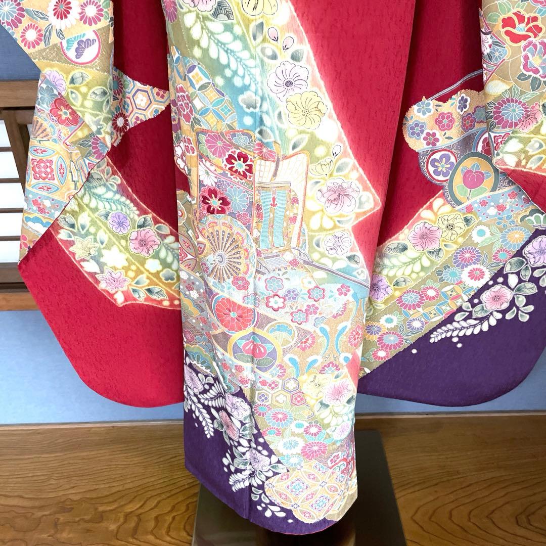 振袖フルセット　プラスサイズ　手描き友禅　辻ヶ花　成人式振袖　振袖　裄丈68