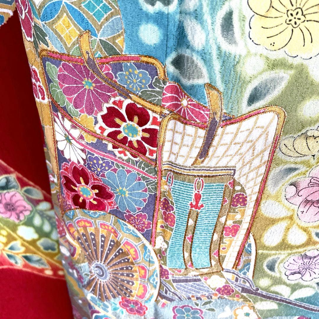 振袖フルセット　プラスサイズ　手描き友禅　辻ヶ花　成人式振袖　振袖　裄丈68