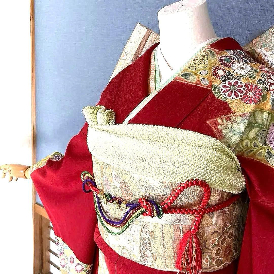 振袖フルセット　プラスサイズ　手描き友禅　辻ヶ花　成人式振袖　振袖　裄丈68