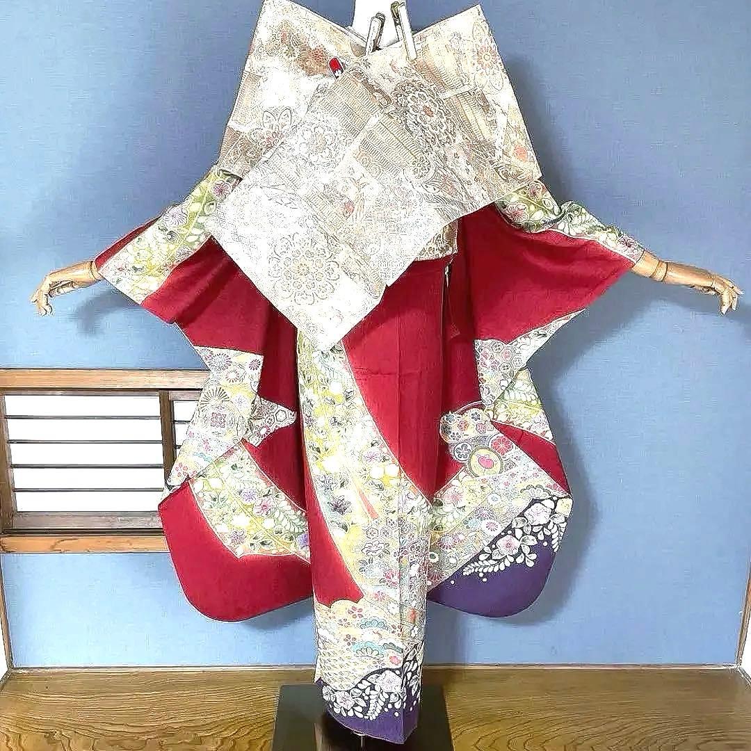 振袖フルセット　プラスサイズ　手描き友禅　辻ヶ花　成人式振袖　振袖　裄丈68