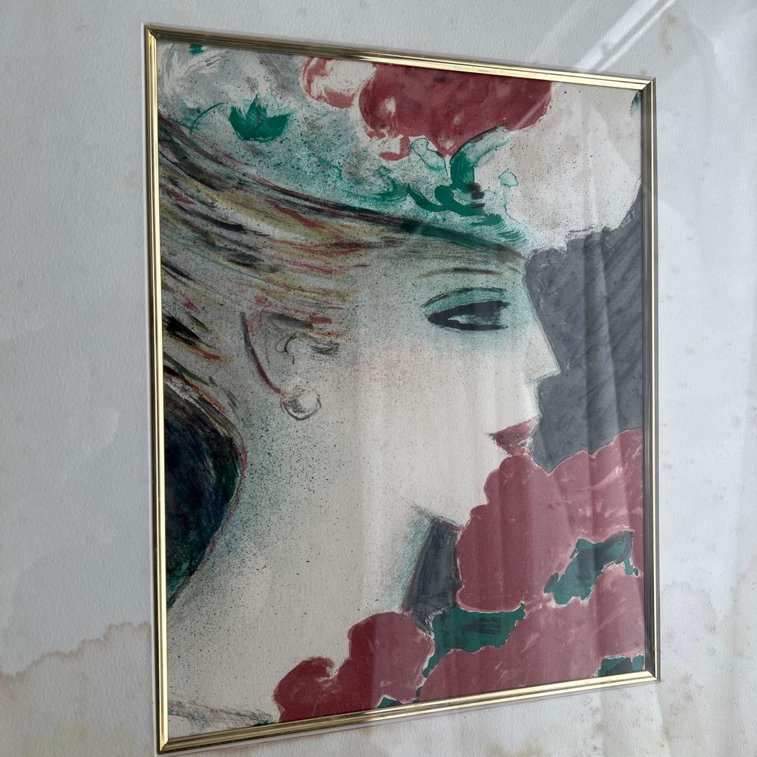 k216r120 フランス画壇の巨匠カシニョール 額装「バラとプロフィール」