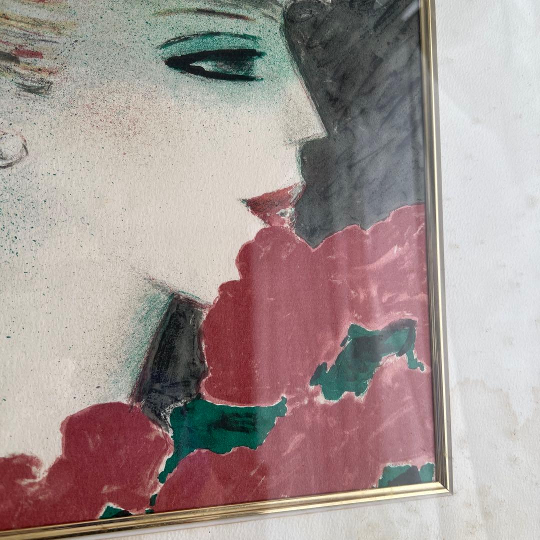 k216r120 フランス画壇の巨匠カシニョール 額装「バラとプロフィール」