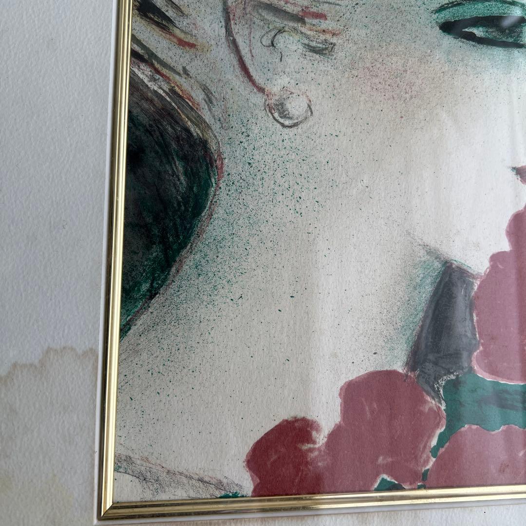 k216r120 フランス画壇の巨匠カシニョール 額装「バラとプロフィール」