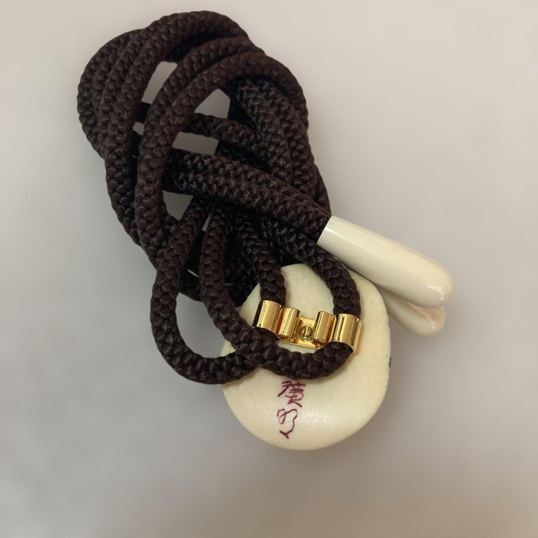 極上　天然素材　能面 吉祥面[お亀] ループタイ