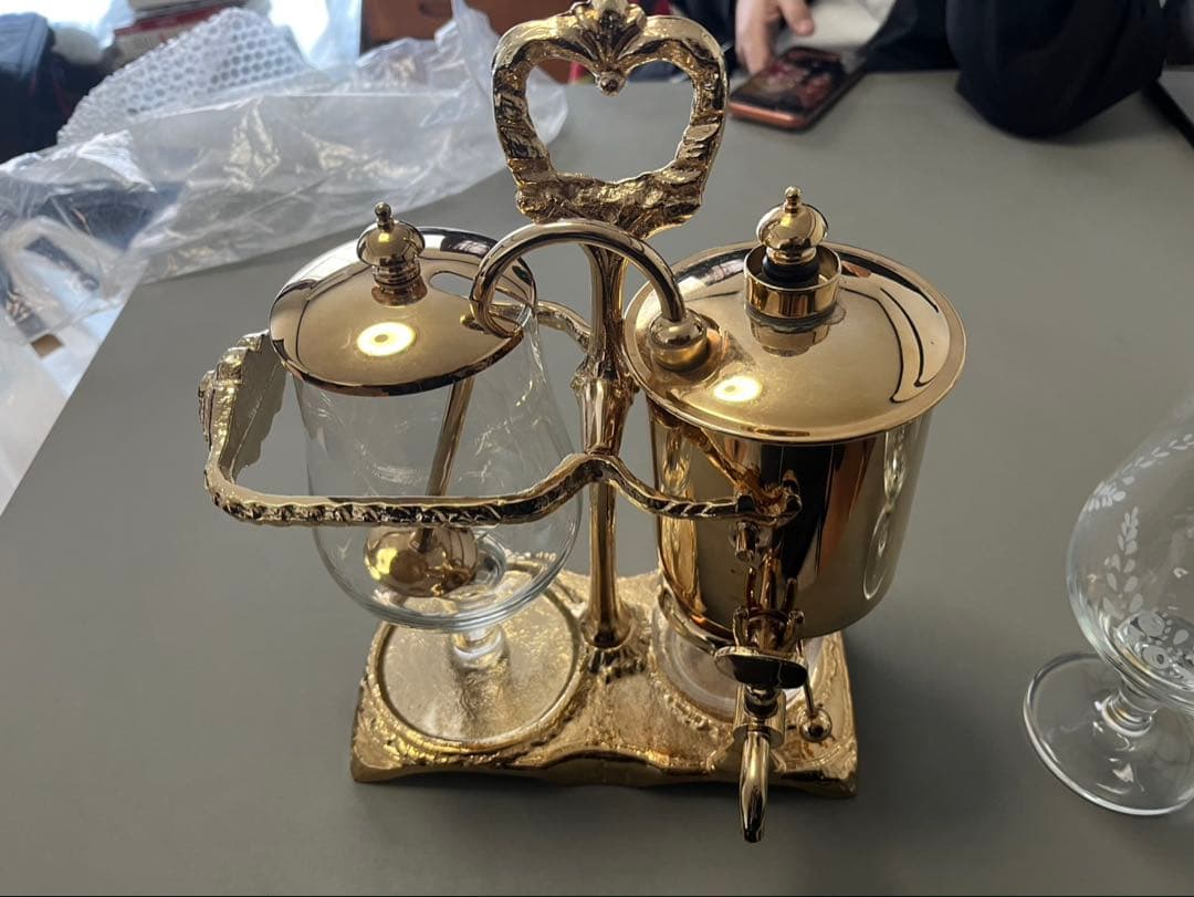 豪華 ベルギー式 サイフォン コーヒーメーカー ゴールド　アンティーク調