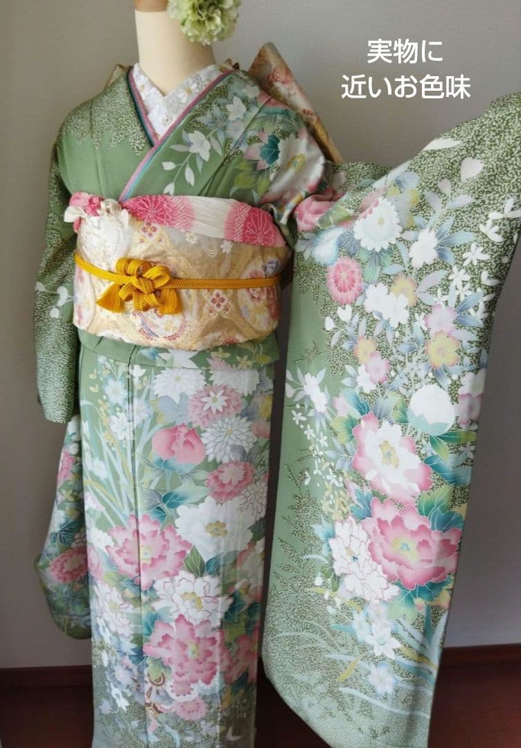 かめ様　422.振袖7点セット 正絹フルセット成人式　落款