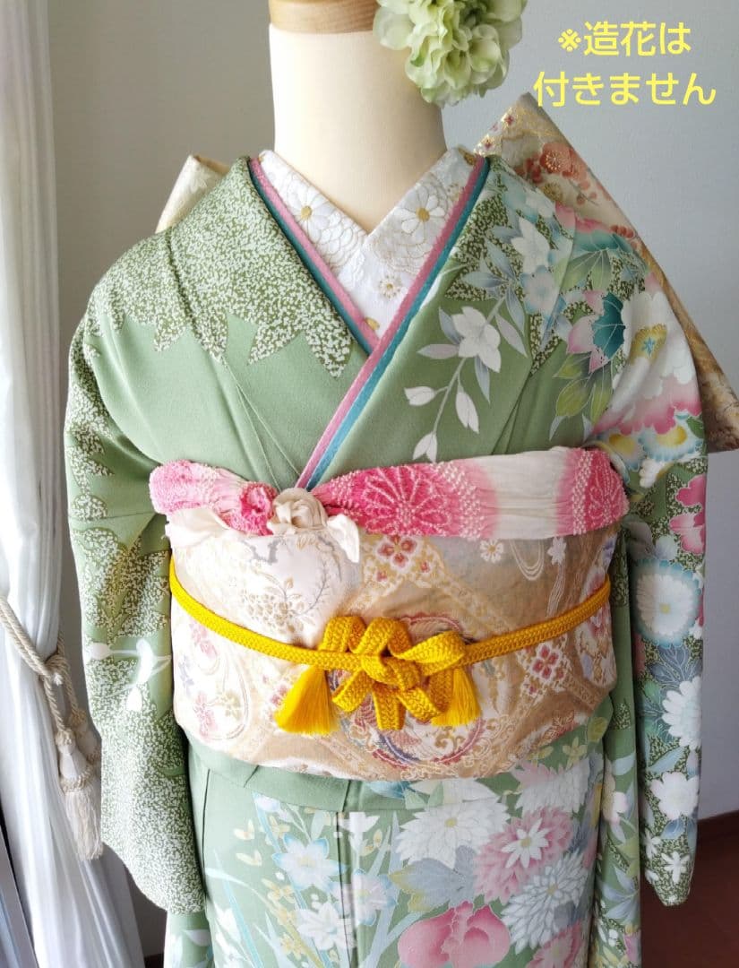 かめ様　422.振袖7点セット 正絹フルセット成人式　落款