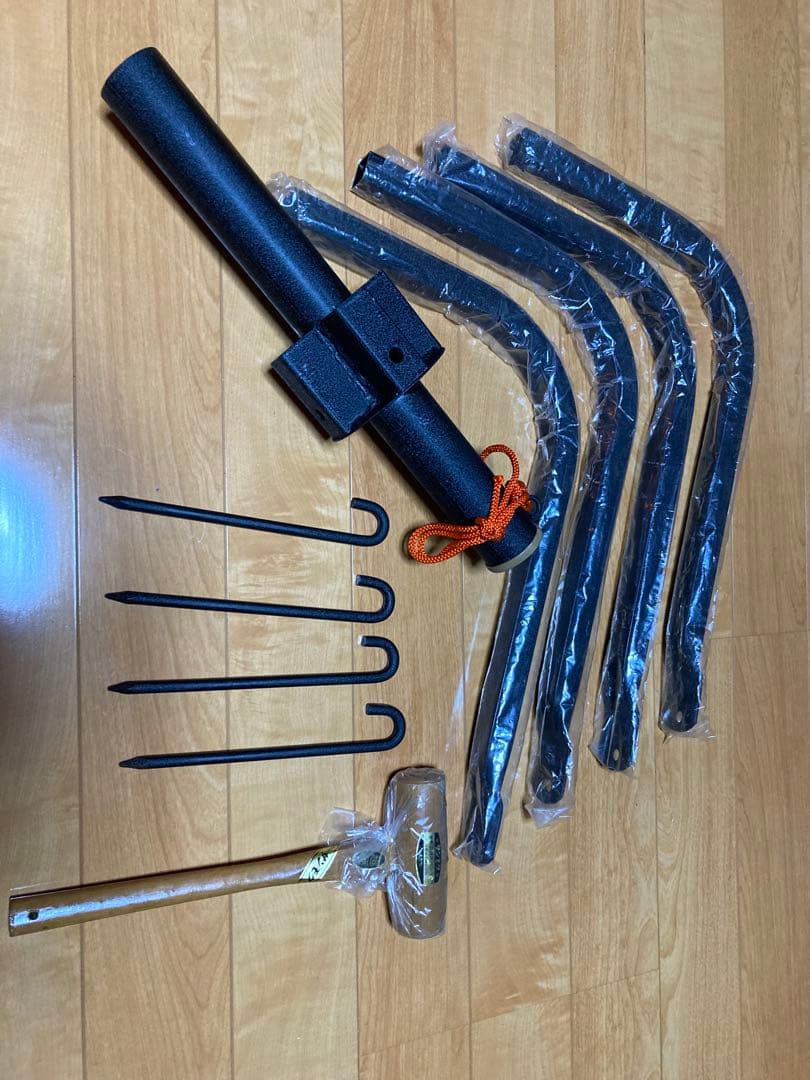 茶道具 立礼用品　野点　傘立て 鉄製 4本くい釘付